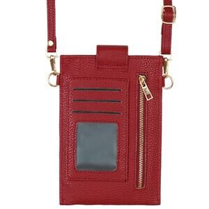 Red Crossbody Phone Wallet Card Holder Small Purse RFID Zip Pocket